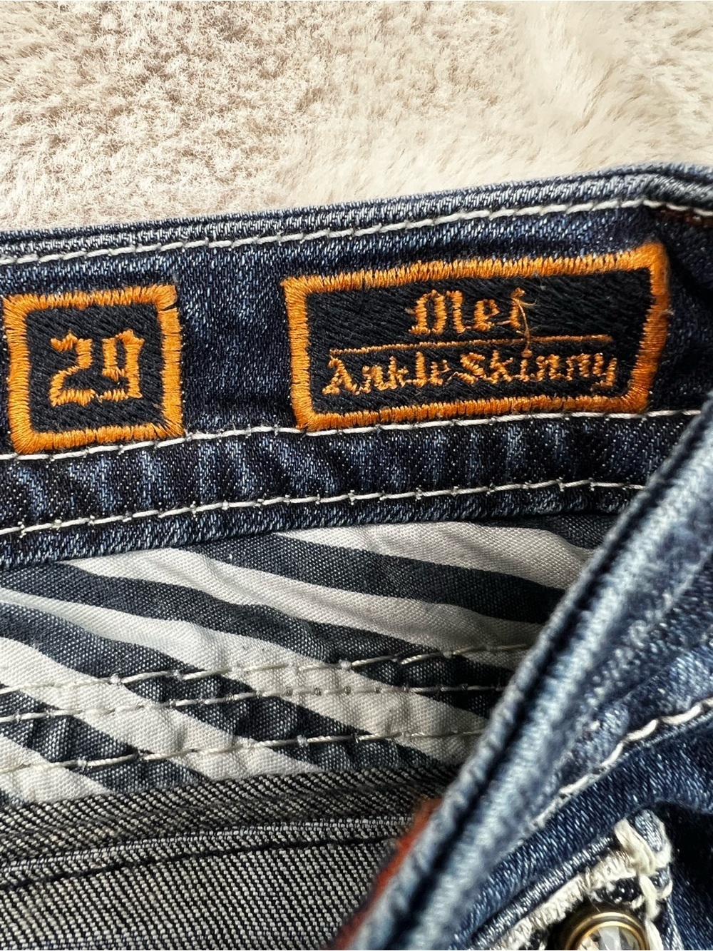 Rock Revival Jeans Low Rise Mei Ankle Skinny Size 29 Fit Dark Wash Blue Bling - Picture 5 of 13